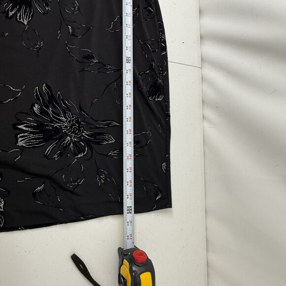 Evan Picone Floral Velvet Burnout Dress 4P Black Empire Ruched Dark Fairy Grunge - Picture 8 of 12